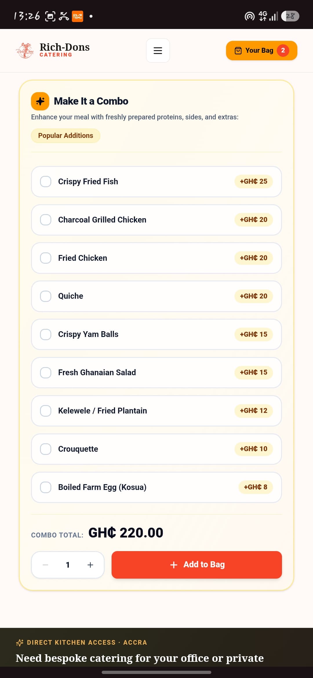 Step 2: Customise meal with sides and extra toppings